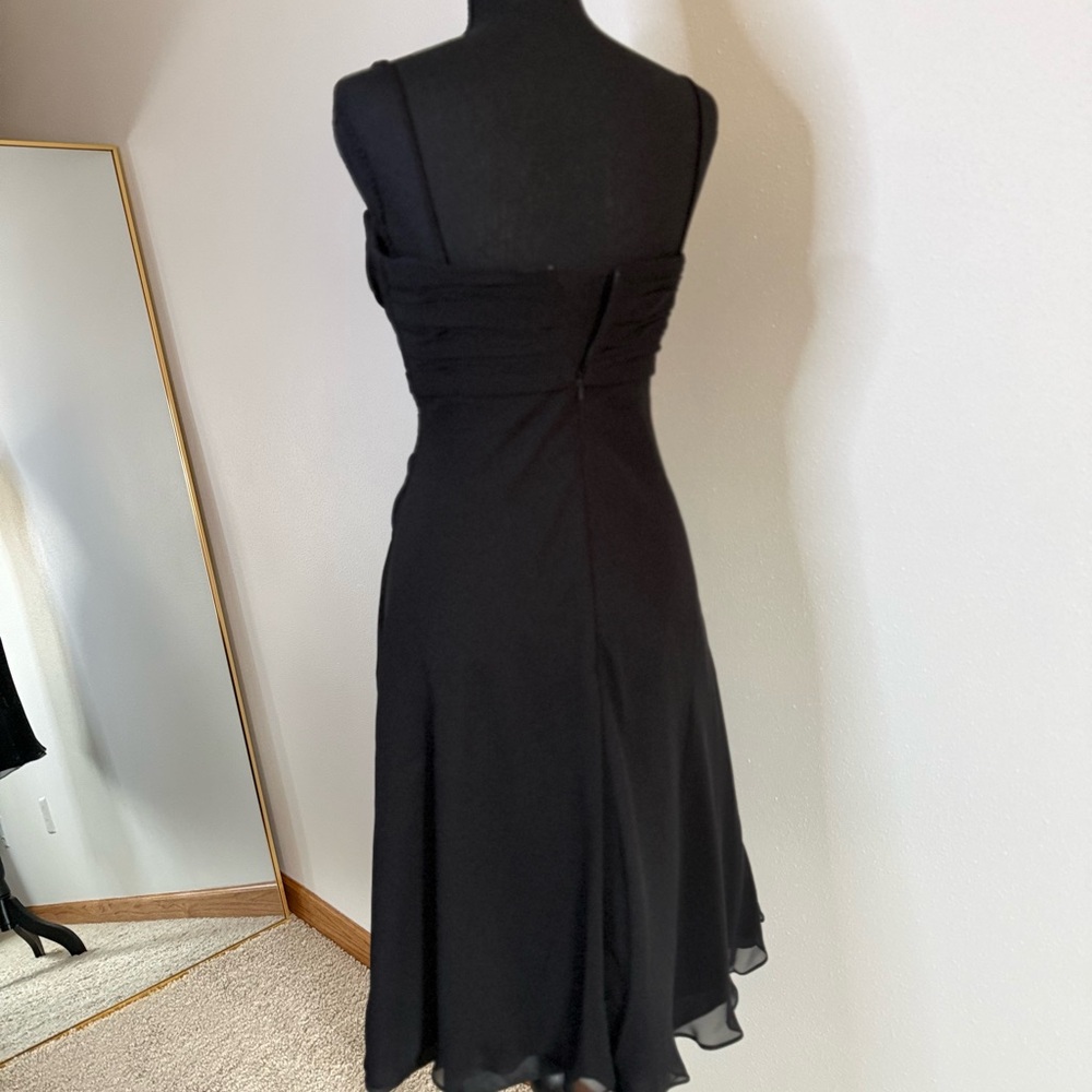 Vintage Y2K ALYCE Designs Black Chiffon Ruched Formal Dress Size 4 - Picture 9 of 14